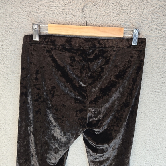 MeMoi Leggings Womens Sz M-L Black Crushed Velvet Stretch Comfort Dress it Up - Picture 7 of 9